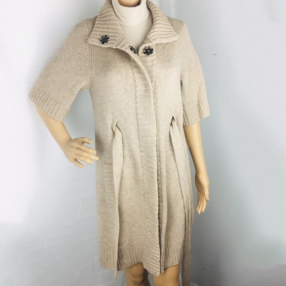 Banana Republic Sweaters - BANANA REPUBLIC tan button down duster w belt